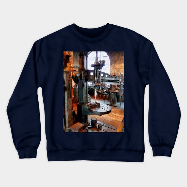 Building Trades - Drill Press Near Window Crewneck Sweatshirt by SusanSavad